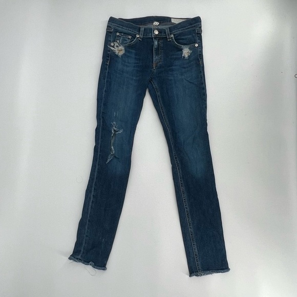 rag & bone Skinny Distressed Rough Hem Jeans Size 27 Women’s - Picture 1 of 6